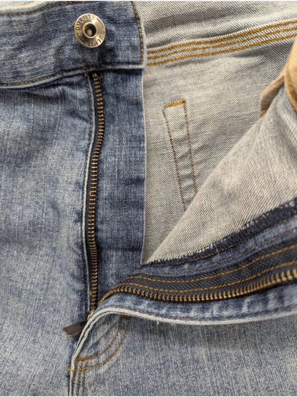 Duluth Flex Ballroom Jeans Mens 40x30 Blue Light Wash Relaxed Straight Denim